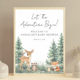 Skogsdjursäventyr Baby Shower Poster