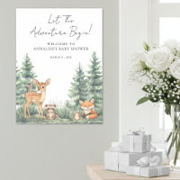 Skogsdjursäventyrs Baby Shower Välkomstskylt