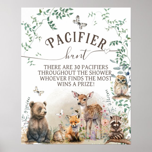 Skogsdjurskog, grönt babyvilt poster (Framsidan)