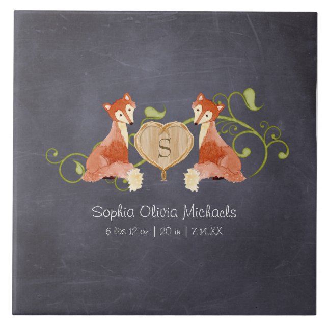 Skogsdjursskapelser, fox n Vines Newborn Kakelplatta (Framsidan)