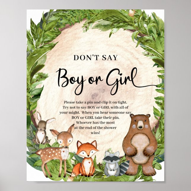Skogsdjursträ Säg inte BOY eller GIRL Poster (Framsidan)
