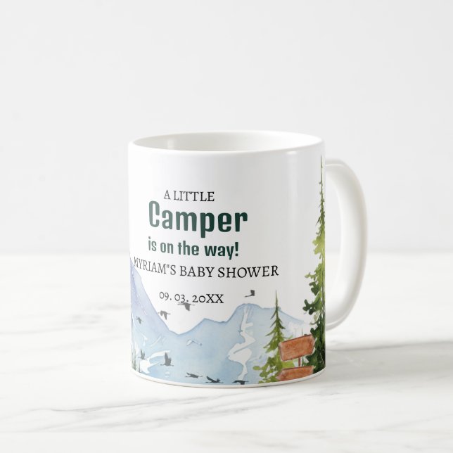 Skogsdyr Äventyrs Camper Baby Shower Kaffemugg (Framsida höger)