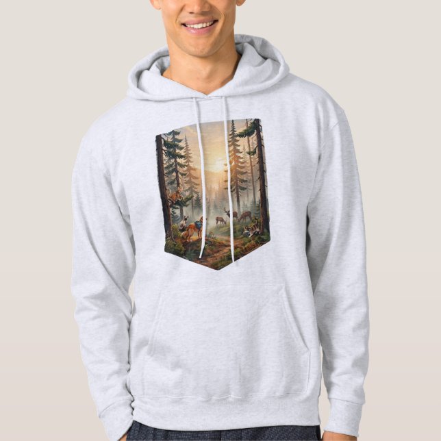 Skogsdyr SolnedgångsÄventyr  Hoodie (Framsida)