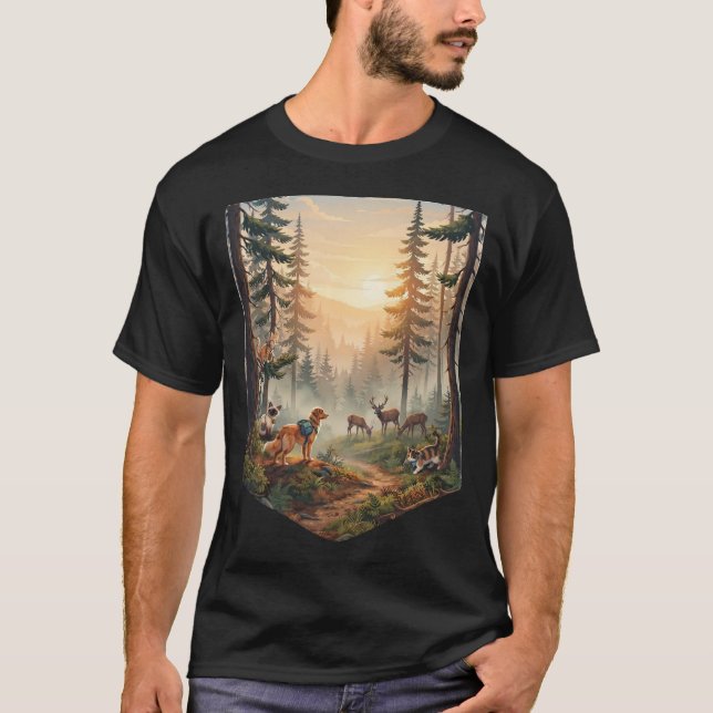 Skogsdyr SolnedgångsÄventyr  T Shirt (Framsida)