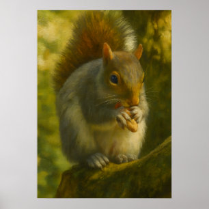 Skogsekorre - Realistisk Wildlife Art Poster