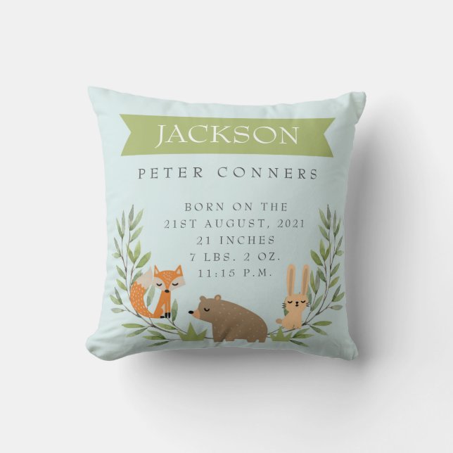 Skogsfåglarnas Personlig Nursery Pillow Kudde (Framsida)