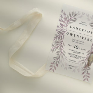 Skogsfall rosa woodpecker rustic inbjudan