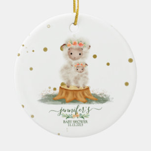 Skogsfår jul baby shower julgransprydnad keramik