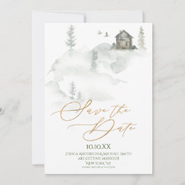 Skogsfärgen Rustic Gräs Spara datum Inbjudningar