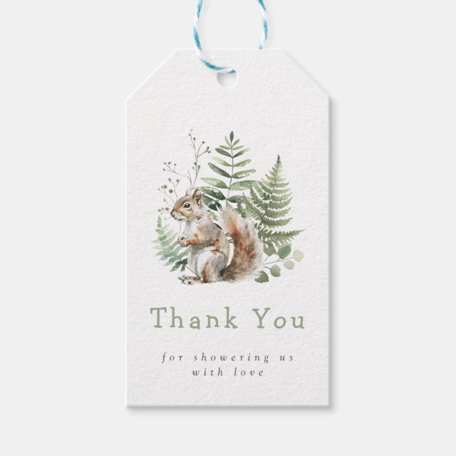 Skogsfärgsfärgsekorrekornbabyskor Presentetikett (Framsidan)