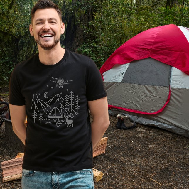 Skogsflygplansberg, Gräs träd,Retro,Rustic T Shirt (Skapare uppladdad)