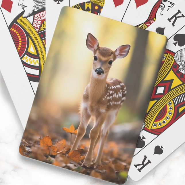 Skogsfoto av hjortkalv casinokort (Baby deer photo playing cards)
