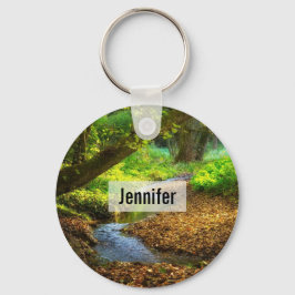 Skogsfoto för Bäck vackra naturområde Nyckelring