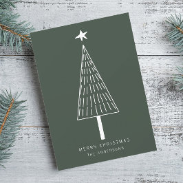 Skogsfotomat med minimal Julgran-Grönt Julkort