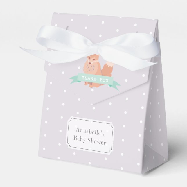 Skogsfox Färg Editable Baby Shower Gift Box Presentaskar (Framsidan Sidan)