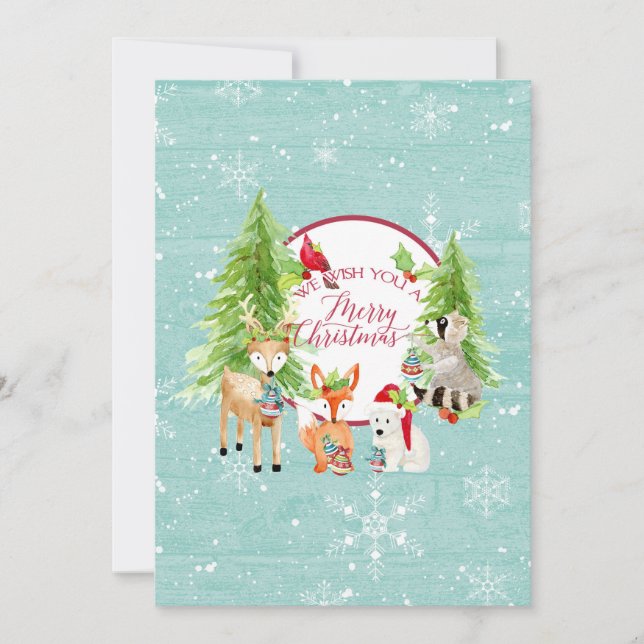 Skogsglad Jul Modern Fotografi Julkort (Framsida)