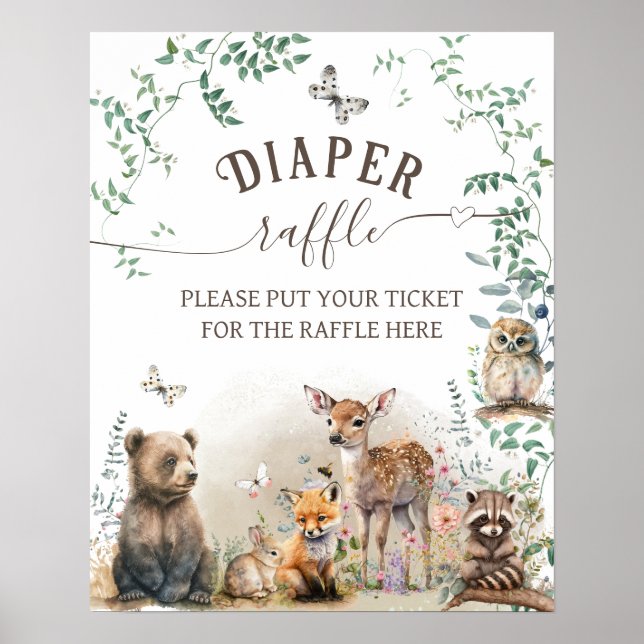 Skogsgrej i skogsområdet Baby Shower diaper Poster (Framsidan)