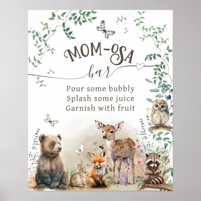 Skogsgrey Baby Shower momosa (ung babygrey) Poster (Framsidan)