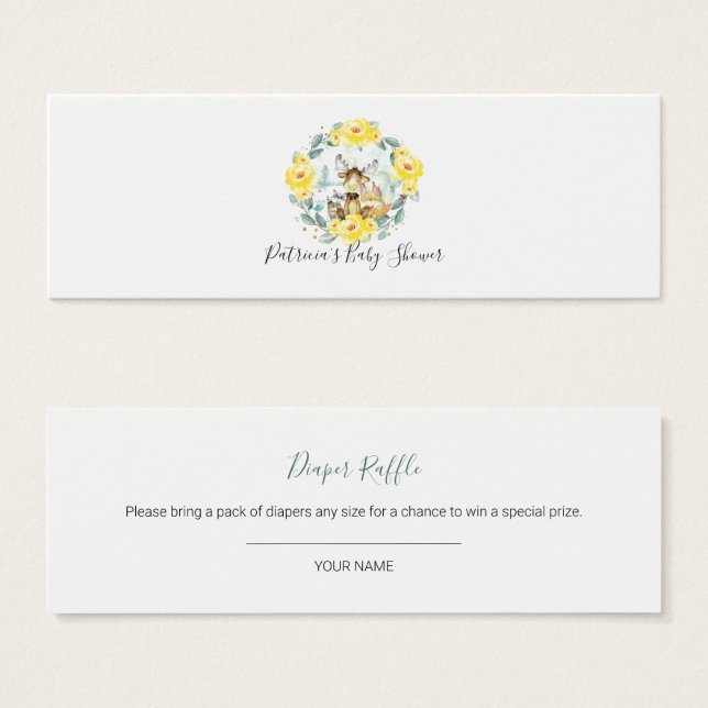 Skogsgrey Baby Shower Raffle Litet Visitkort (Framsida & baksida)