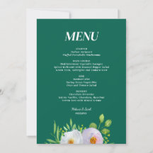 Skogsgrön blomstertryckbar bröllopsmeny