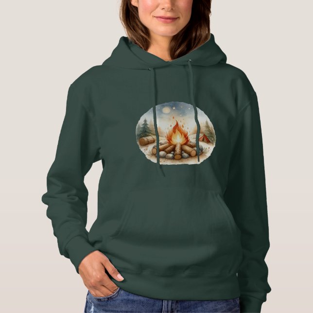 Skogsgrön campingsköld med huva ! t shirt (Framsida)