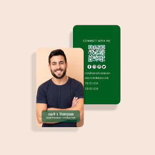 Skogsgrön Foto QR-kod Kontakta Mig Visitkort