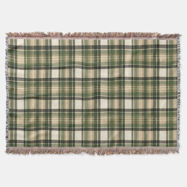 Skogsgrön Tartan-rutig Mönster Filt (Framsidan)
