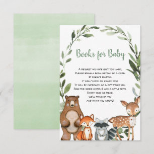 Skogsgröna djur bok begär babydusch tilläggskort