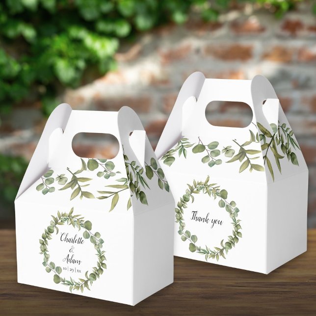 Skogsgrönska Bröllop Presentaskar (Woodland Greenery Foliage Wedding Favor Box)
