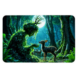 Skogsgudinna och försiktig hjort fantasi konst magnet