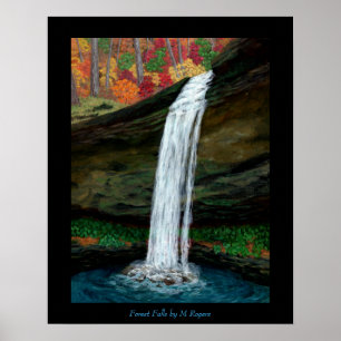 Skogshallar - Appalachian Waterfallsmålning Poster
