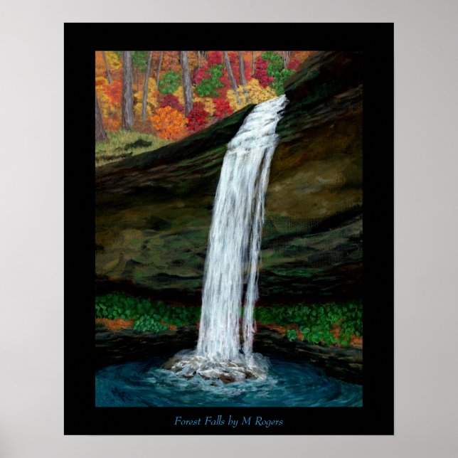 Skogshallar - Appalachian Waterfallsmålning Poster (Framsidan)