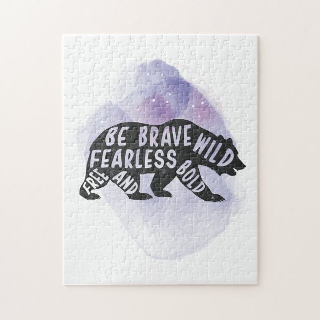 Skogshästen Bear Älskare Silhouette Pussel (Vertikal)