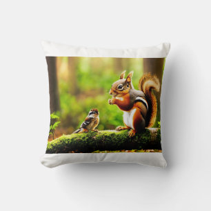 Skogshjälpmedel - ekorre, Chipmunk och Bird Kudde