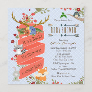 Skogshjort Baby Shower Inbjudningar