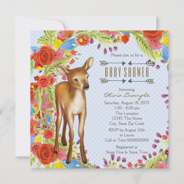 Skogshjort Baby Shower Inbjudningar (Framsida)