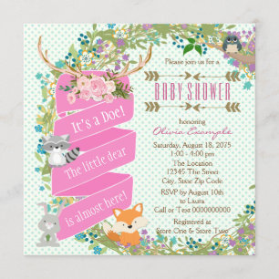 Skogshjort Baby Shower Inbjudningar