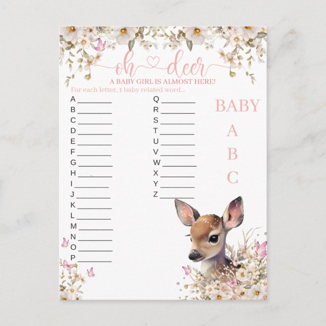 Skogshjort Baby Shower Lek Vykort (Framsida)