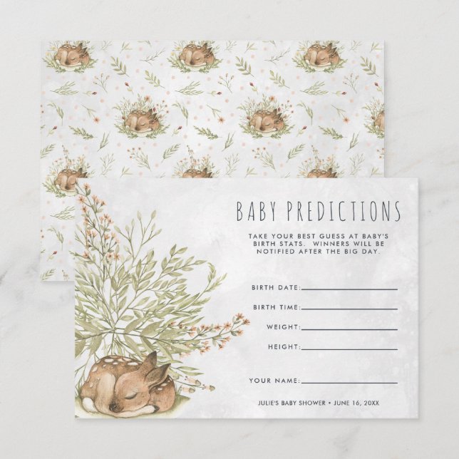 Skogshjort | Gissningslek för baby shower Inbjudningar (Fram/baksida)