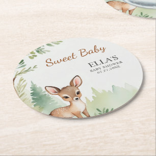 Skogshjort Skogsneutral Baby Shower-fest Underlägg Papper Rund