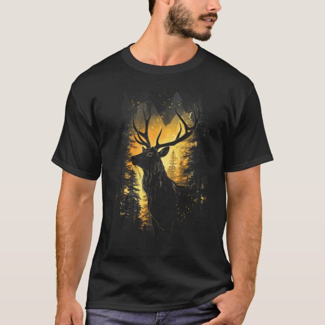 Skogshjort Vilda Djur Illustration 4  T Shirt (Framsida)
