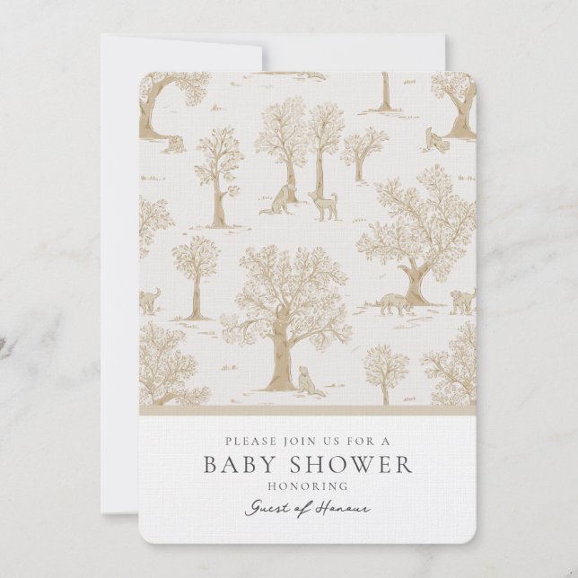 Skogshund Könsneutrala Baby Shower Inbjudningar (Framsida)