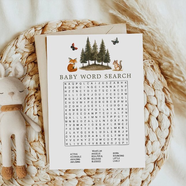 Skogshus (Baby) Ord Search Game Inbjudningar (Skapare uppladdad)