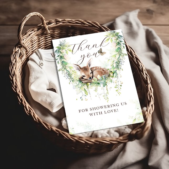 Skogshusare i Woodland Hjort Forest Greenery Pojke Tack Kort (Skapare uppladdad)