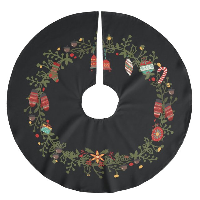 Skogsinspirerad kransdesign - Julgran duk Julgransmatta Borstad Polyester (Framsidan)