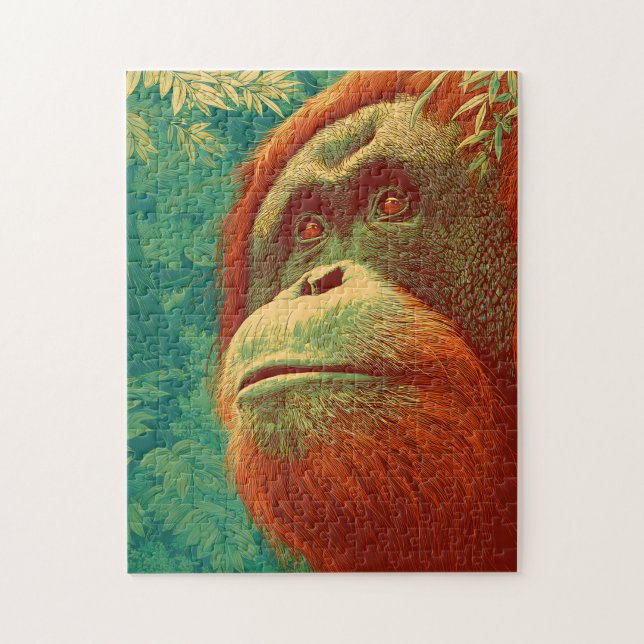 Skogsinvånaren - Orangutang, Japansk konst Pussel (Vertikal)