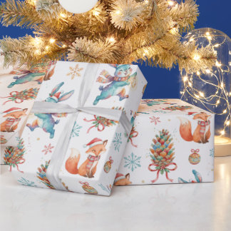Skogsjulskan Fox, Bunny & Kottkott Mönster Presentpapper