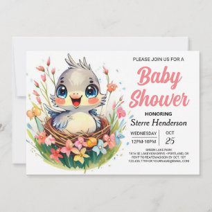 Skogskål in i Skogen Bird Baby Shower Inbjudningar