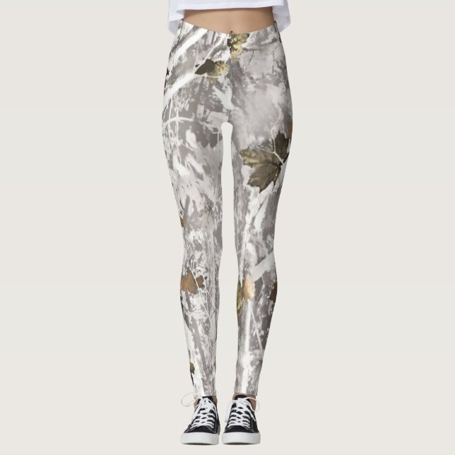 Skogskamouflage Mönster Leggings (Framsida)