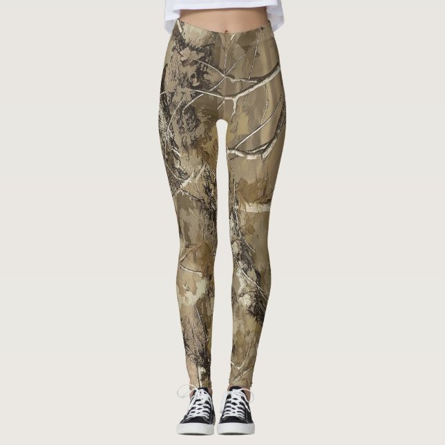 Skogskamouflage Mönster Leggings (Framsida)
